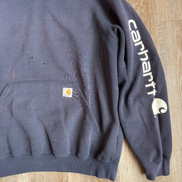 Vintage Navy Carhartt Hoodie Y2K - size Large - Picture 4 of 11